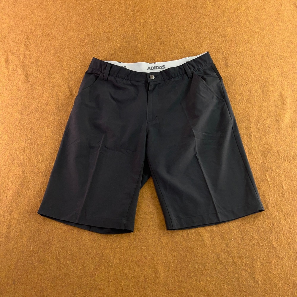 Adidas Mens 34 Black Stretch Performance Flat Front Golf Shorts